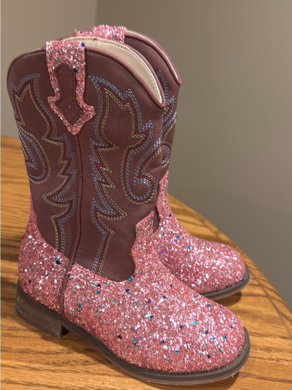 Kids Pink Glitter Cowboy Boots